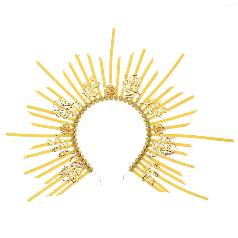 Bandanas huvudband gudinnan huvudstycke h￥r kvinnor guld tiara tillbeh￶r spikedcostume grekisk b￥ge gotisk brud br￶llop spikesun stj￤rna smycken