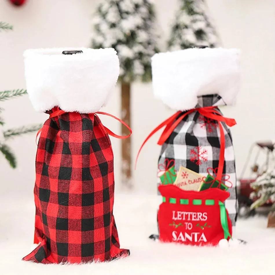 Vacclo Santa Wines Cap Cap Christmas Decorations Home New New Christmas Decoration Mini Apron Wine Bottles Cloth Rre14381