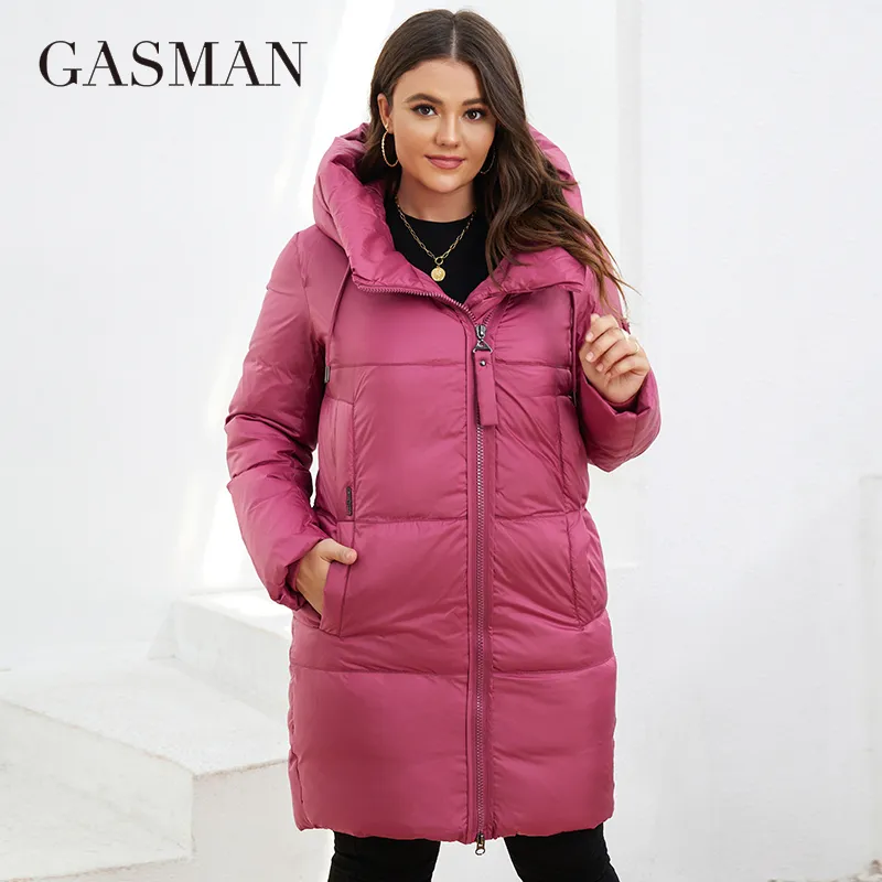 Femmes Plus La Taille Survêtement Manteaux GASMAN Hiver Doudoune Longue Conception Classique Poche À Fermeture À Glissière Femmes Manteau Loisirs Parkas LD21183A 220922