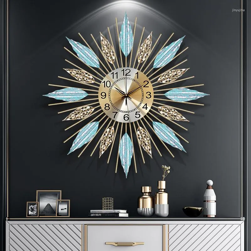 Relógios de parede luxuoso grande metal de design moderno relógio de estar grande relógio de ferro artes orologio da parete decoração de casa dk50wc