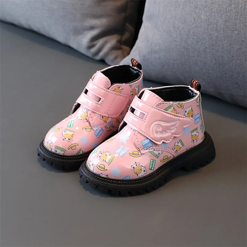 Buty Rozmiar 21 30 Baby Toddler Buty buty kostki dla dziewcząt krystaliczna cekinowa cekinowa płaska plus aksamitne zimowe bawełnę 220921