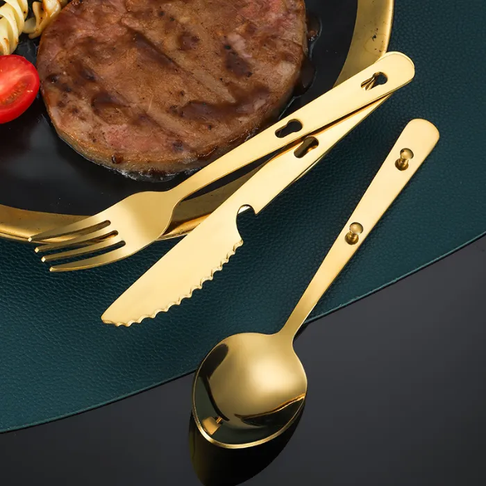 캠핑 스푼 포크 나이프 칼 세트 스테인레스 스틸 다기능 잠금 캐치 야외 스포츠 Flatware 식기 손 도구