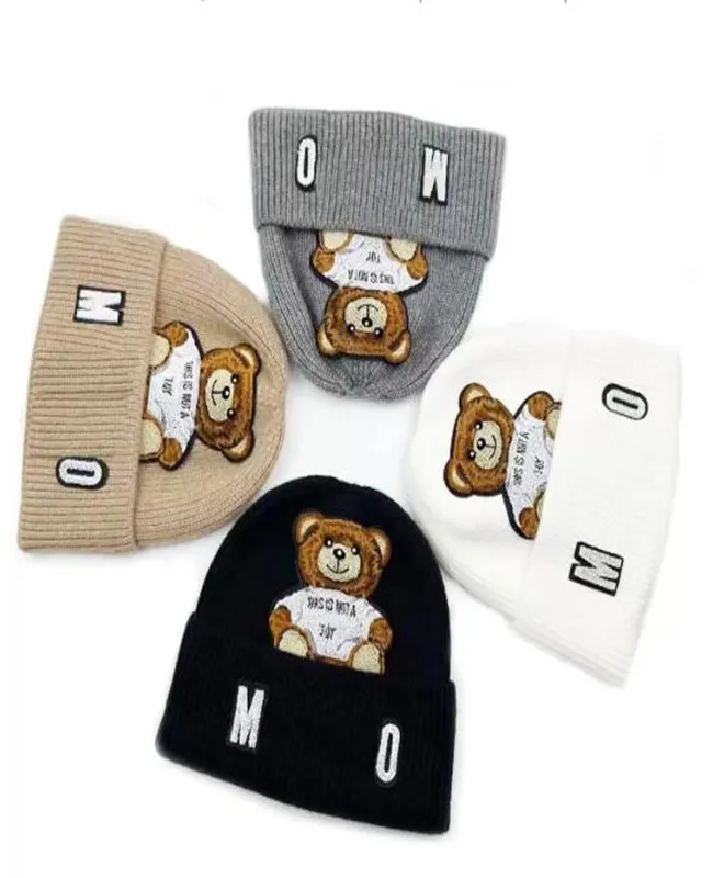 Cappelli lavorati a maglia in stile invernale Cappellini con teschio di design Berretto a cuffia con orso carino Uomo Donna Addensare berretti caldi