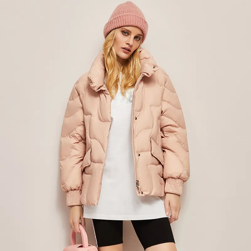 Veste d'hiver en duvet de canard pour femmes, vêtements amples, vêtements d'extérieur, manteaux d'hiver de Style court pour femmes aaw