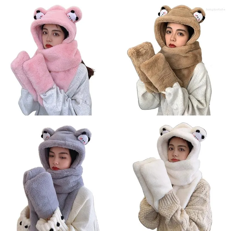 Berretti Moda Inverno Caldo Dolce Carino Panda Berretto per orecchie Cappello di peluche Regalo di compleanno Protezione antivento Guanti sciarpa di cartone animato