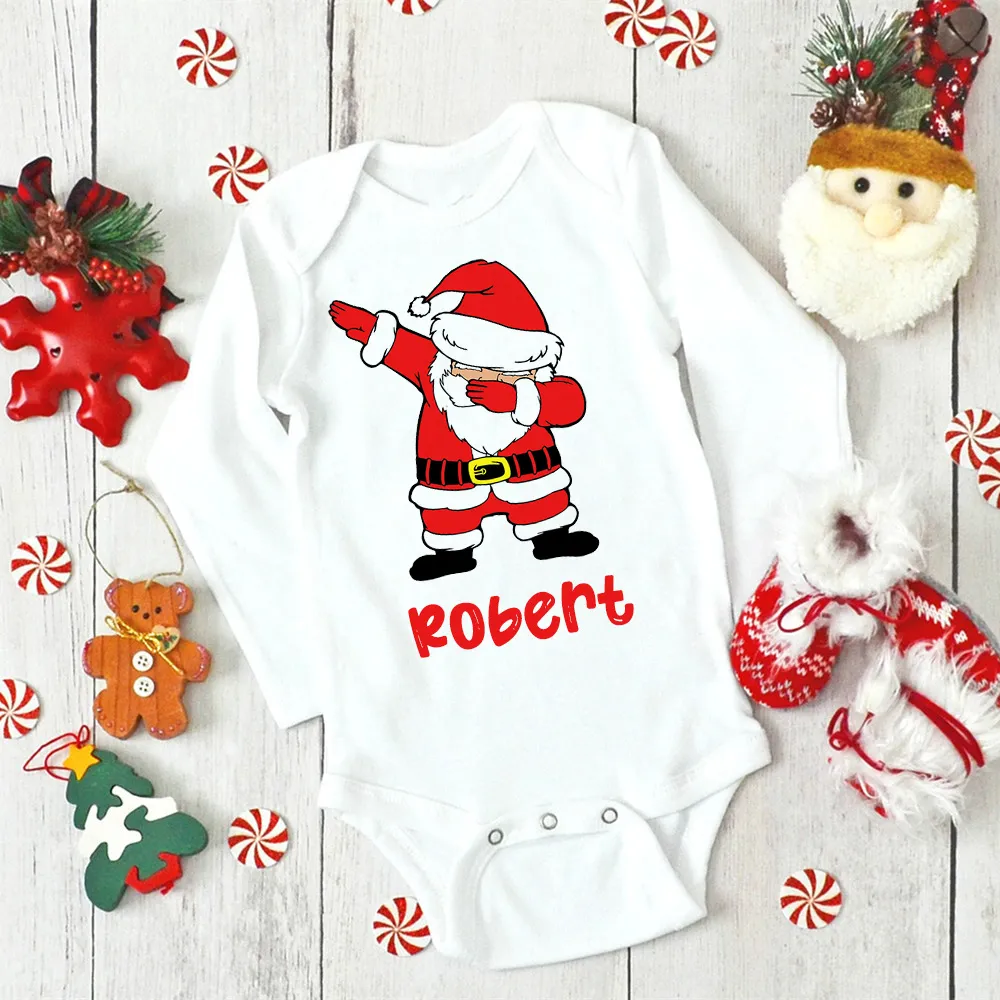 Personalised Christmas Baby Jumpsuit Custom Name Infant Outfit Clothes Boy Girl Holiday Party Bodysuit Deer Santa Newborn Romper