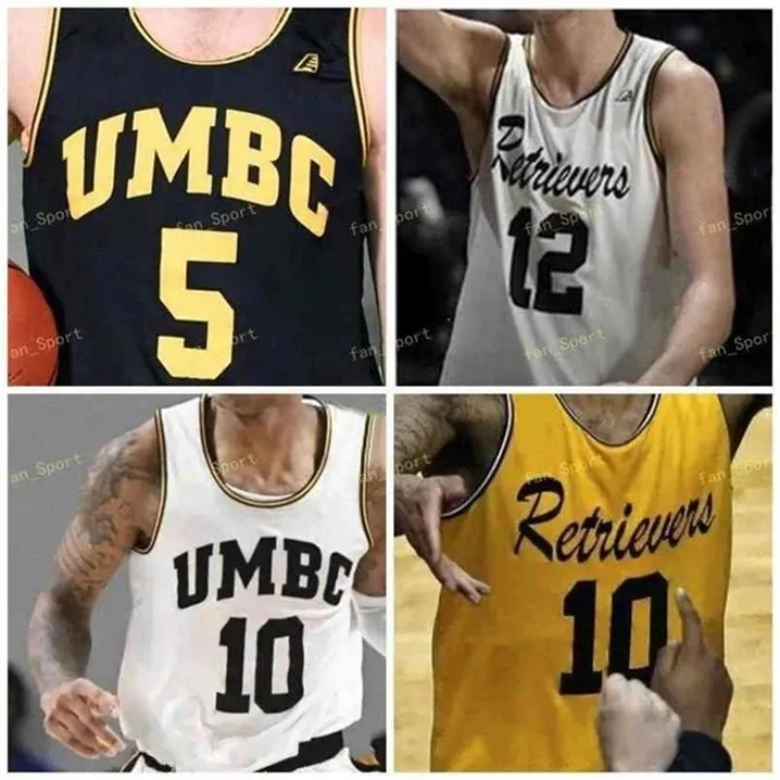 SJ NCAA College UMBC Retrievers Basketball Jersey 21 Sam Schwietz 22 Ricky Council II 23 Макс Курран 30 Даниэль Акин 33 Аркель Ламар обычай