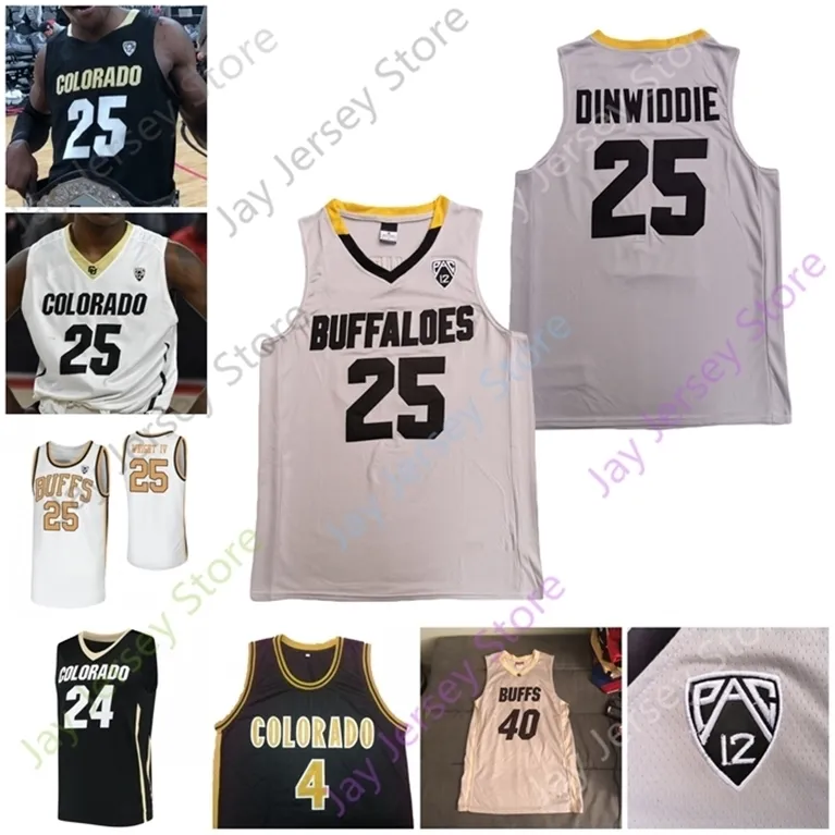 Nik1 Colorado Buffaloes Basketball Jersey NCAA College 1 Tyler Bey 25 McKinley Wright IV 5 D'Shawn Schwartz 25 Dinwiddie 4 Billups 21 Evan Battey