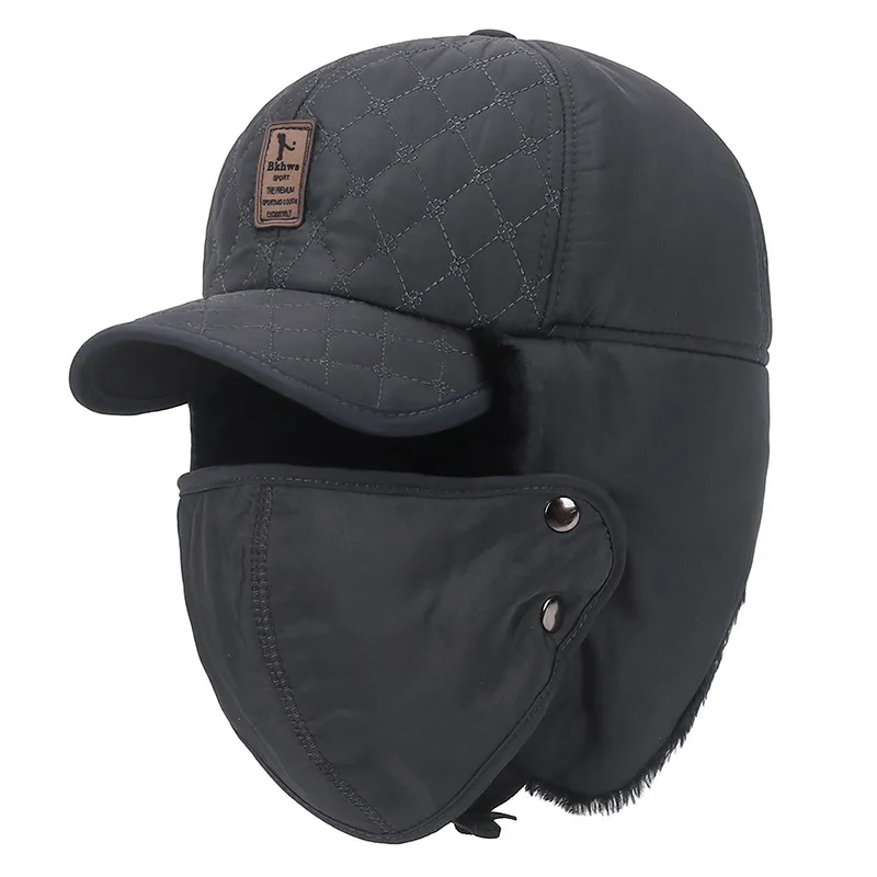 새로운 겨울 열 폭격기 모자 남성 여성 야외 여행 사이클링 귀 보호 얼굴 방풍 스키 캡 벨벳 두껍게 모자
