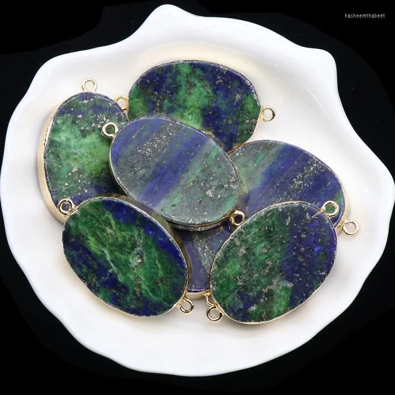 Hangende kettingen 1 pc ovale natuurlijke kwarts stenen hangers lapis lazuli rauw kristal voor doe -het -zelf sieraden maken armbanden accessoires