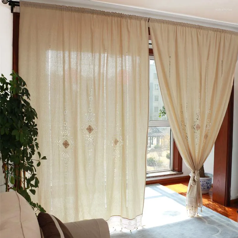 Tenda in cotone Cortinas Tende a fiori in pizzo all'uncinetto Tende divisorie per doccia per cucina Soggiorno Camera da letto europea