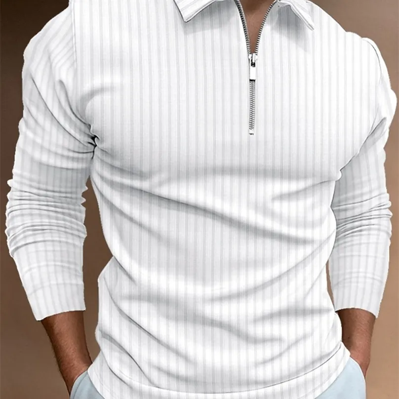 رجال Polos S-5XL خريف خريف الطويل الأكمام مخططة القمصان polo ذكر قميص Tee Tops شارع الجولف ملابس الملابس لعام 220922