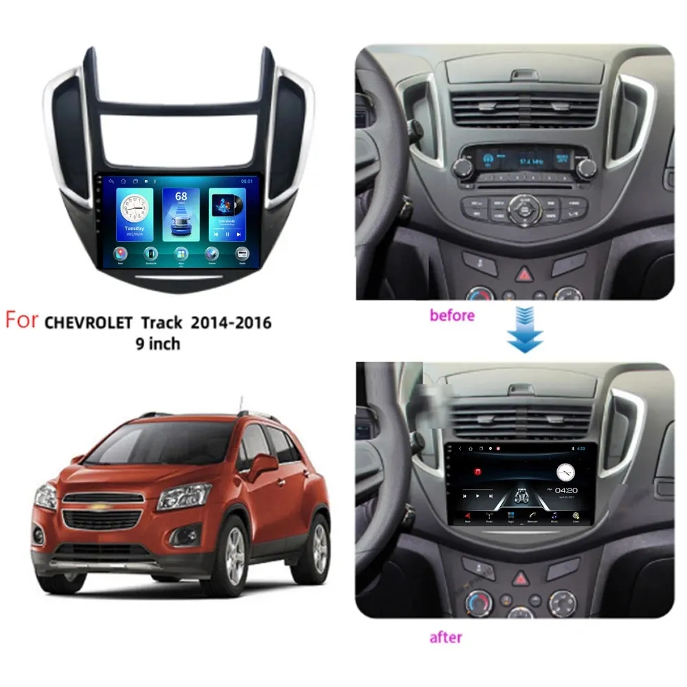 터치 스크린 안드로이드 GPS ChevroLetracker 2014-2017 DVD 플레이어 용 내장 자동차 비디오 라디오