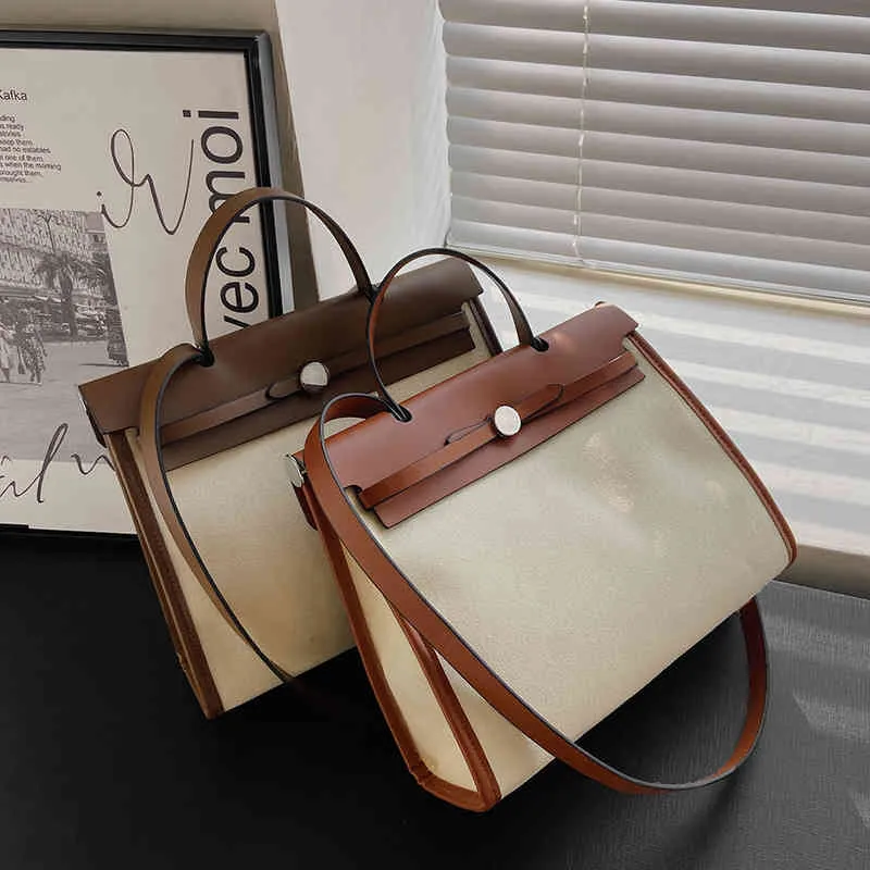 Designer Handtaschen Herme Canvas Bag Damen große Kapazität 2022 Neue Mode Single Schulter -Messenger Sommer Textur tragbar