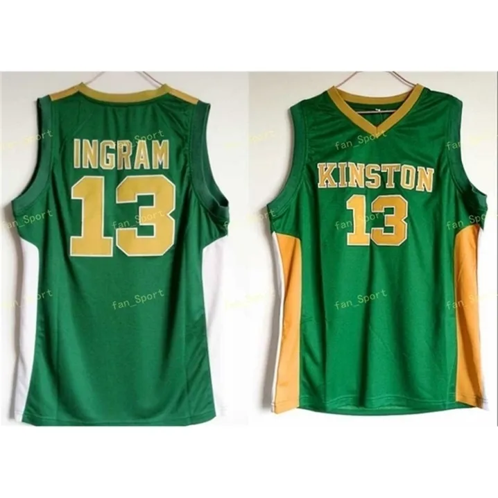 SJ Kinston High School Brandon 13 Ingram Jersey Men Green For Sport 팬 Ingram Basketball Jersys 통기 가능한 유니폼 도매 최저 가격