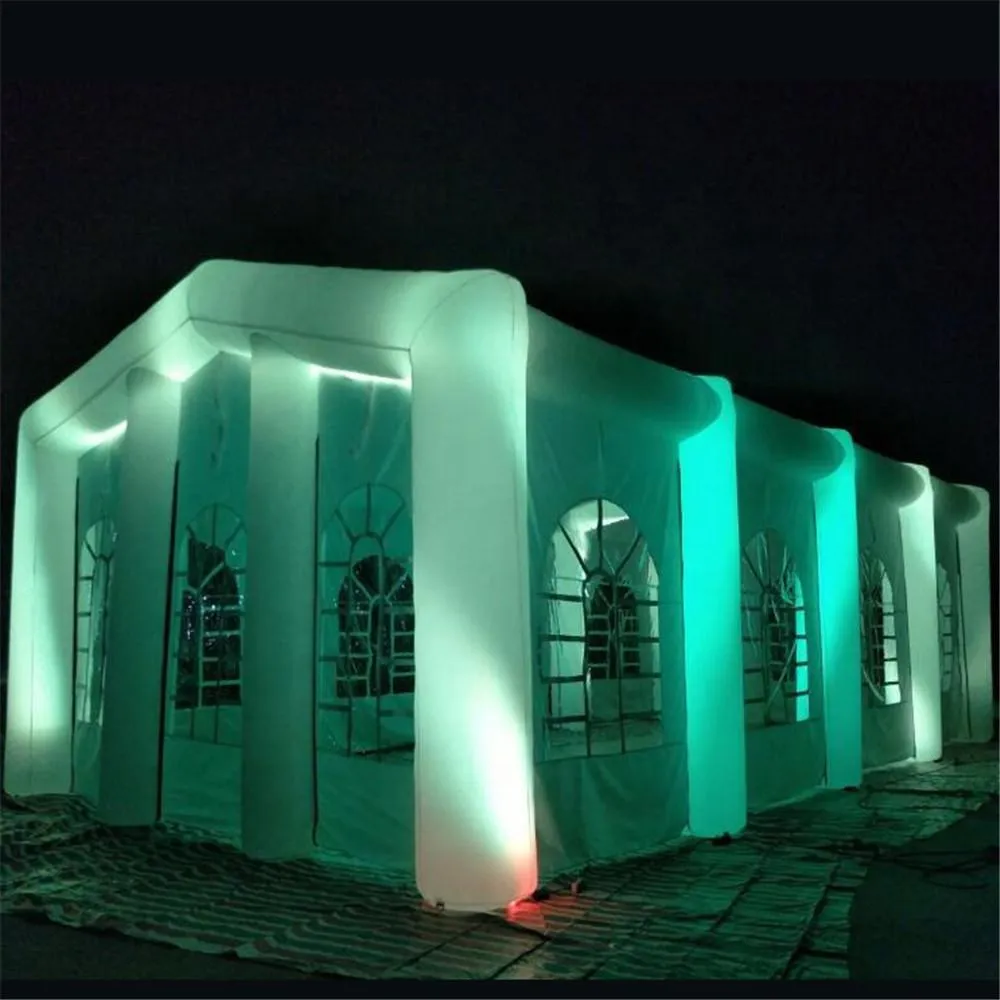 Casa do túnel de casamento inflável ao ar livre ao ar livre com luzes led luminos