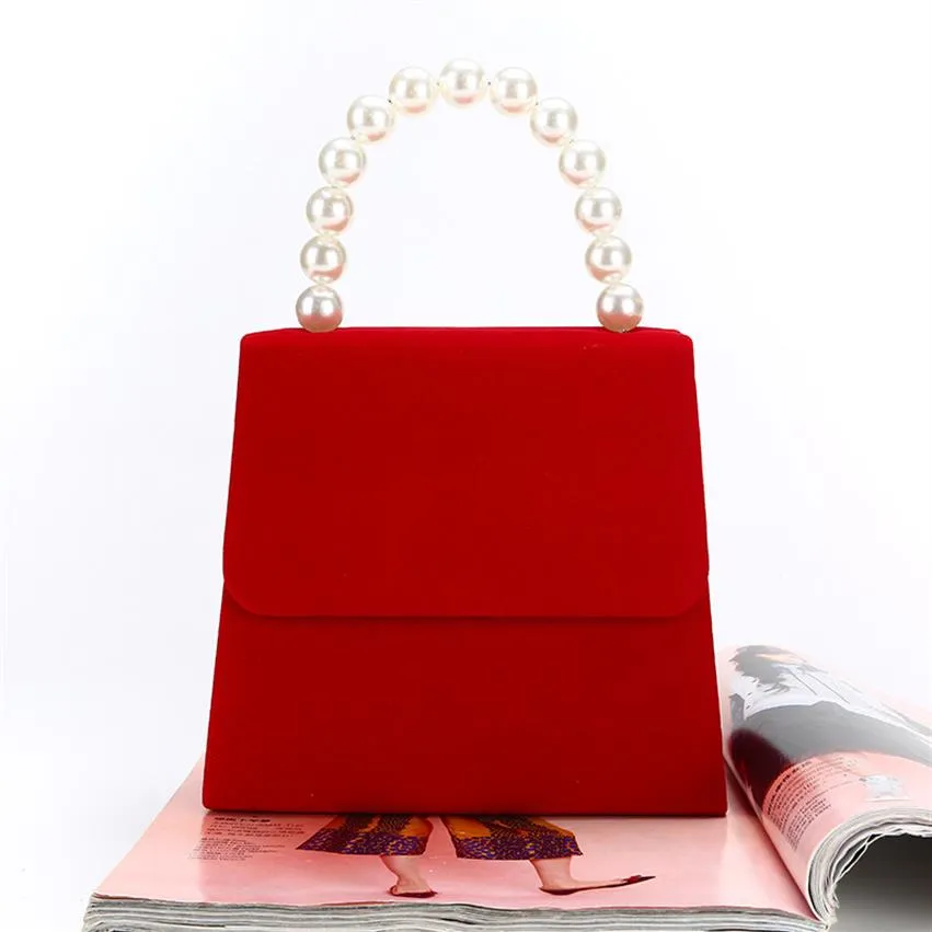New velvet Dinner Bags Handmade evening bag pearl handbag224Z