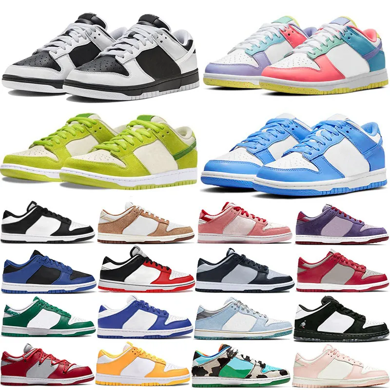 2022 Men Dames Running schoenen Sneakers White Black Panda Gray Fog UNC Varsity Green Apple Laser Orange Syracuse Mummy Coast Candy Mens Flat