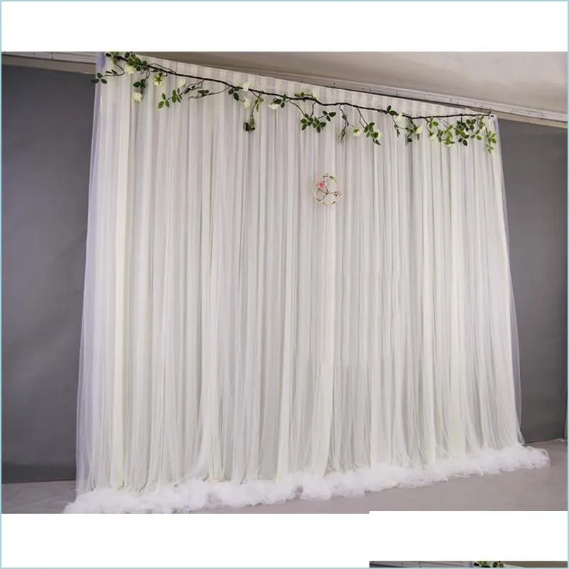 Party Decoration Ice Silk Wedding Backdrops Drape Gaze 2x2m Gardin Bakgrund Vit tyg Net Po Booth Panelsparty Drop D BDESPORTS DHFUI