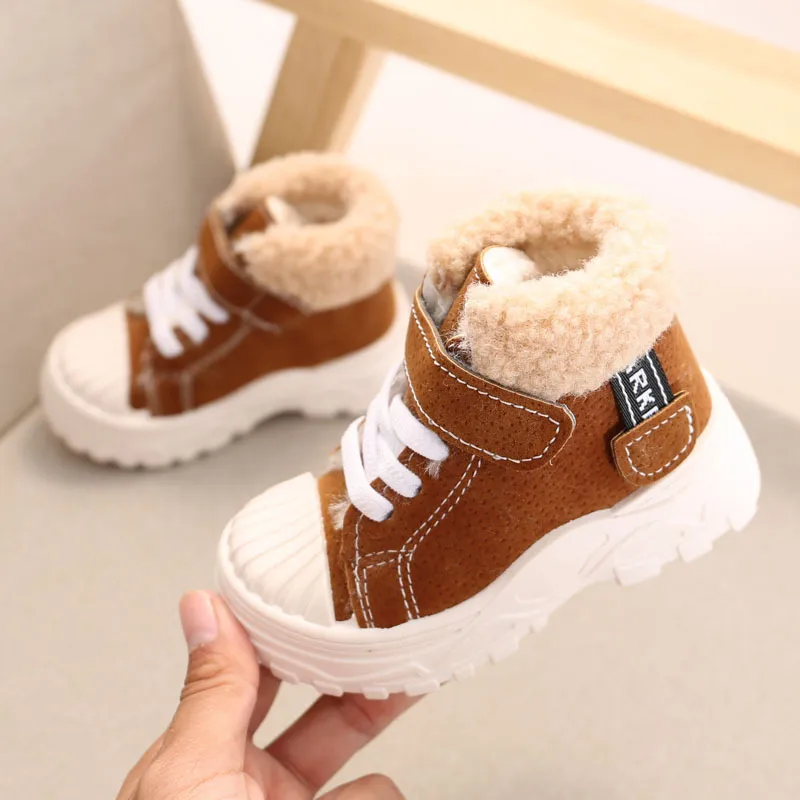 Boots Children Warm Short Winter Boys Plus Thicken Velvet Cotton Shoes Girls Waterproof Snow Baby Infant Botas 220921