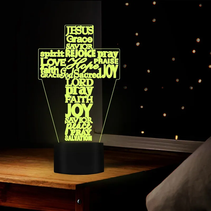 Chambre Décorative 3d Croix USB Veilleuses LED 7 Couleurs Acrylique Lampe  De Table Tactile Nouveauté Lampe De Chevet Du 15,05 €