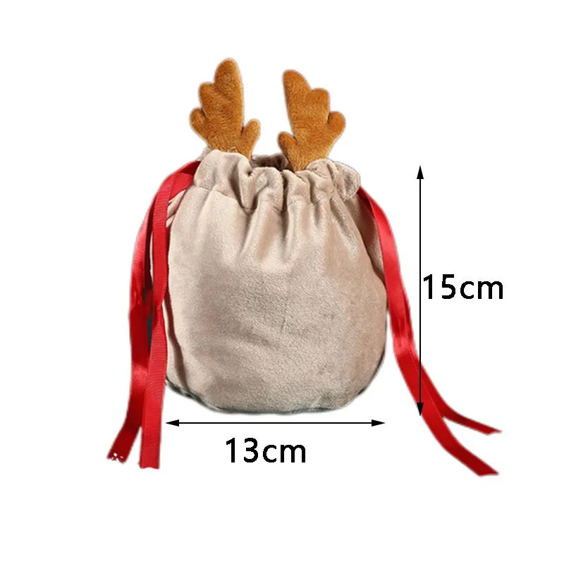 Halloween Velvet Pumpkin Bag Favor Bat Candy Bags Trick or Treat Basket Antlers Gift Packing Pouch With String Cute Festival Decoration