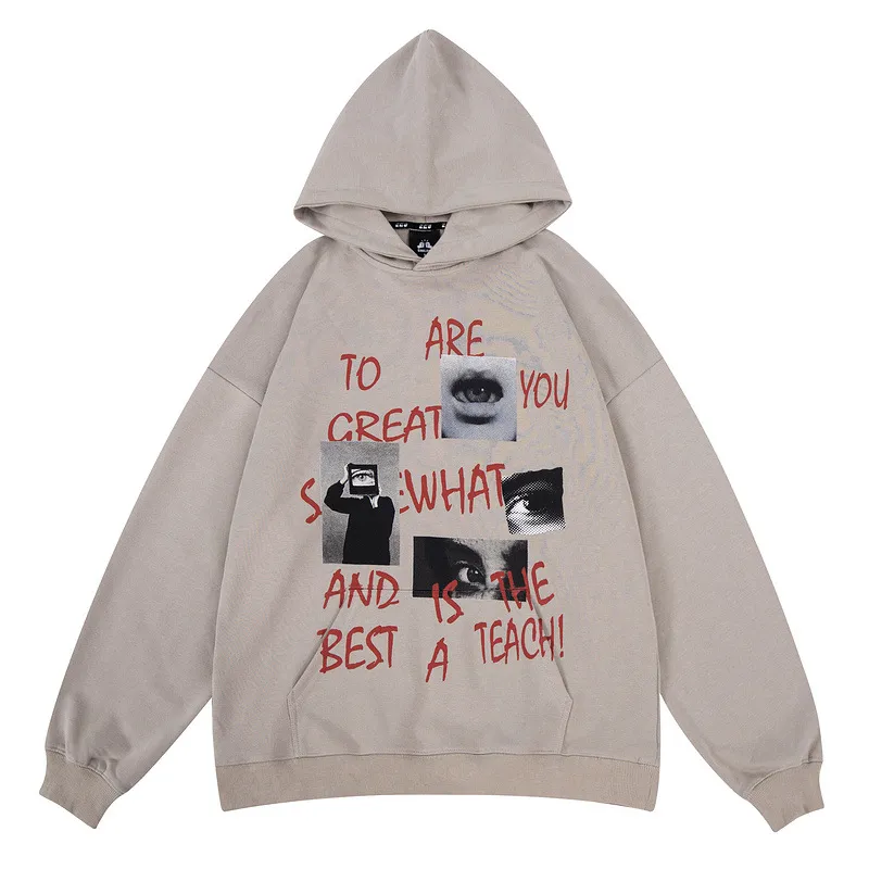 Felpa con cappuccio da uomo Hip Hop Streetwear Pullover con stampa di lettere grafiche con cappuccio 2022 Felpe con cappuccio in cotone allentato casual moda Harajuku