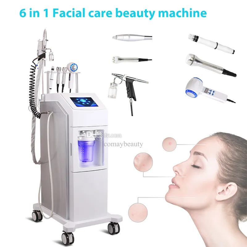 안면 제트 기계 Dermabrasion Peelig Skin Cleansing Face Treatment 초음파 RF 미세 박피시 산소 건 Hot and Cold Hammer