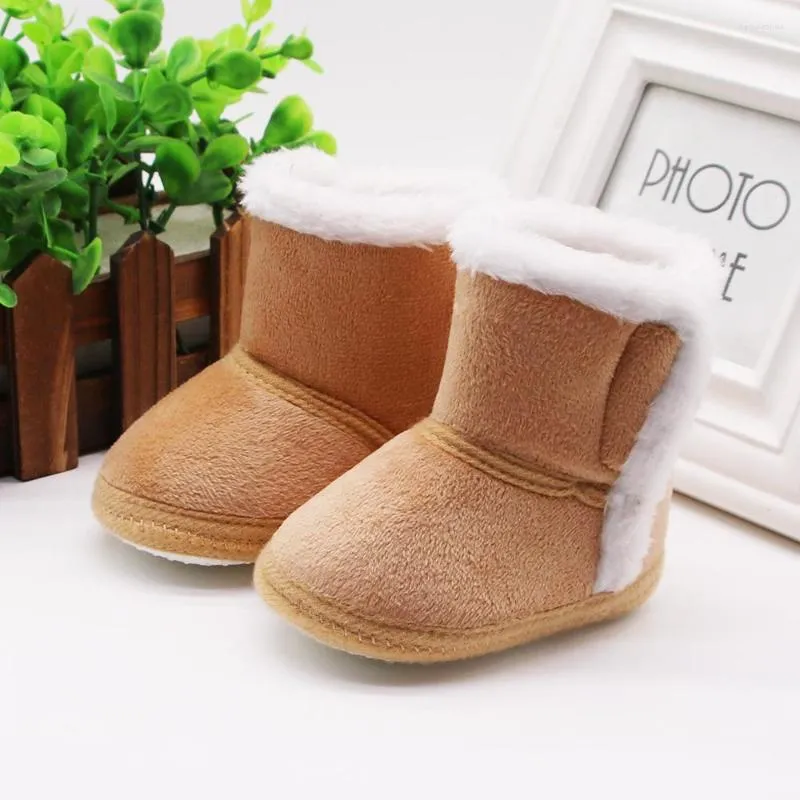 Boots vinter varm född småbarn 1 år baby flickor pojkar skor mjuk ensam päls snö 0-18m