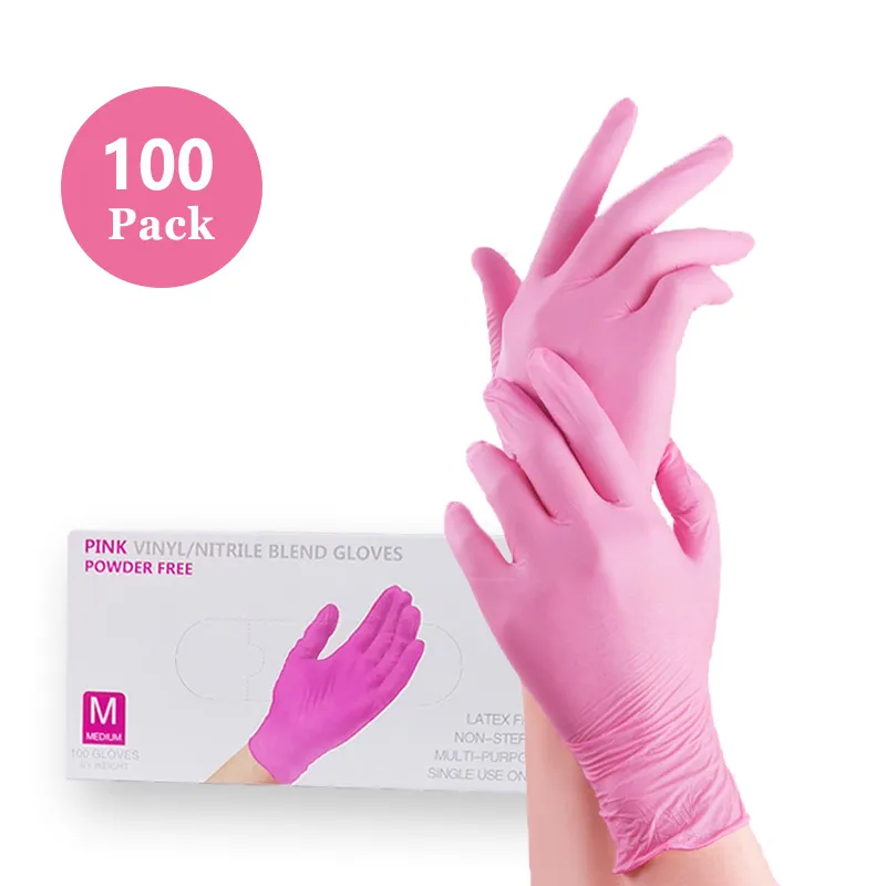 Wholesale Pink Nitrile Disposable Gloves Powder Free For Inspection Industrial Lab Home And