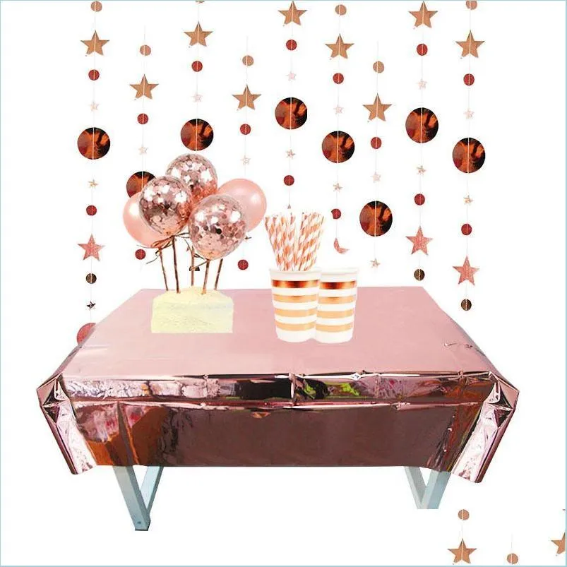 Party Decoration Rose Gold Supplies Disponertable Table Proware Cup Plate STS Kids ADT 1st Birthday Decor Solid Champagne Baby S Packing2010 DHESB