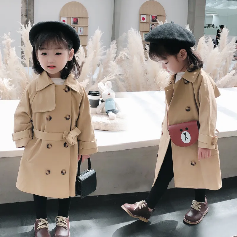 Boutique Herbst Mode Kinder Mädchen Lange Trenchcoats Kleinkind Baby Oberbekleidung Kinder Kleidung England Stil Windjacke 20220922 E3