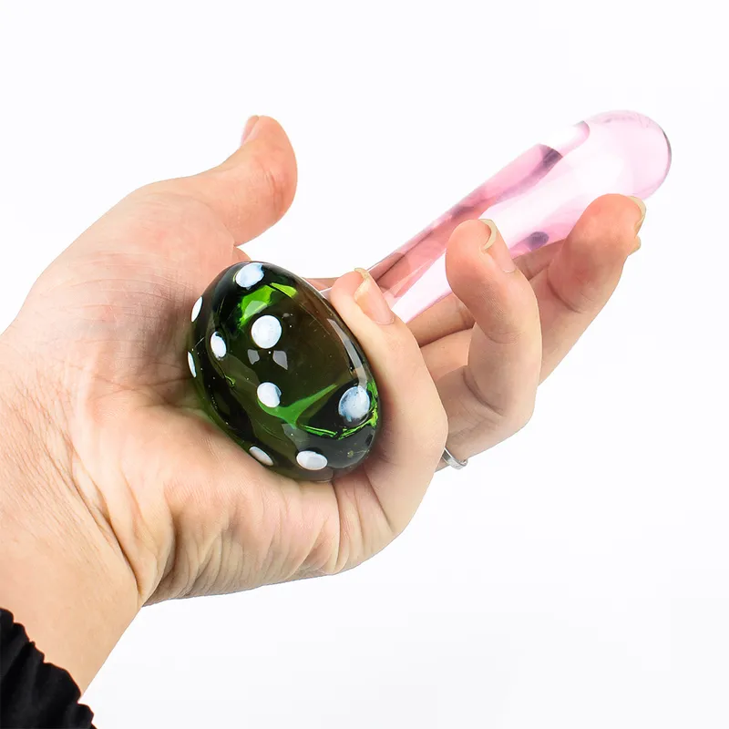 14cm Mushroom Glass Dildos For Anal Plug Women Men 18 Couples Tools Butt Plugs Dilator Sex Toys Adult Games_voghion.com
