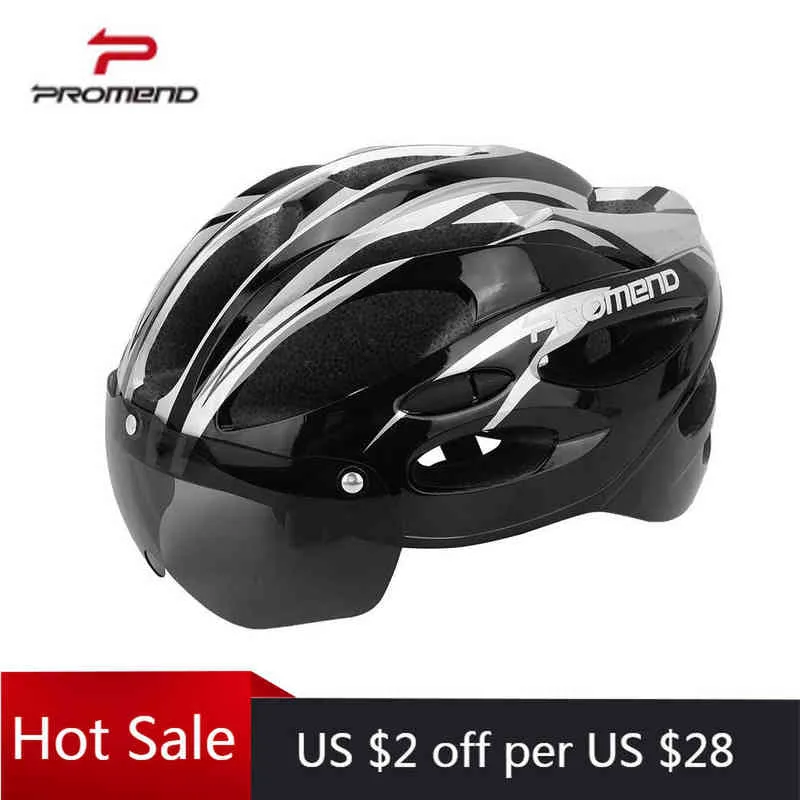 Caschi da ciclismo PROMEND Casco da bicicletta Bike Mountain Moto Sport Cappello sicuro con occhiali rimovibili Visiera per obiettivo Casco da ciclismo outdoor unisex T220921