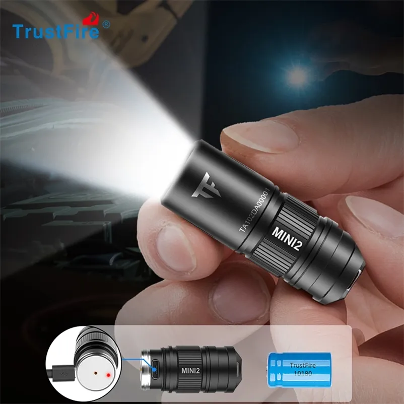 Фонарики Факелы Trustfire Mini2 Перезаряжаемый мини-светодиодный фонарик Брелок с питанием от USB 250 люмен Вспышка IPX8 EDC Torch Lamp 220922