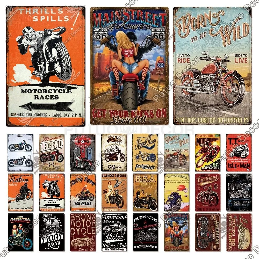 Plaque Murale Métallique Vintage 'Speed Thrills' - Déco Moto Course, Format 20x30 Cm, Pour Garage Ou Salon