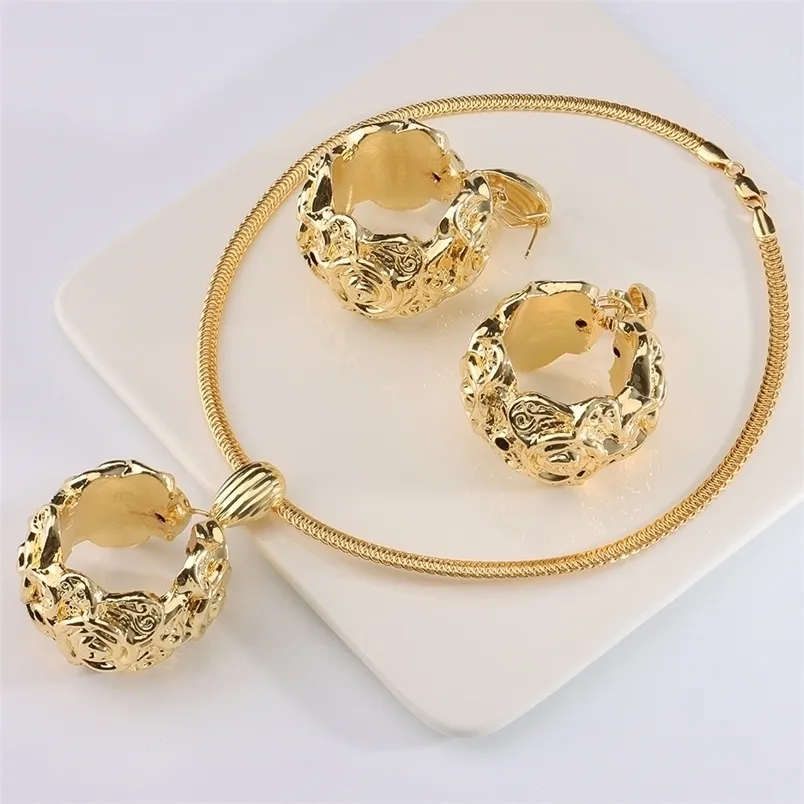 Ohrringe Trend Schmuck Halskette für Frauen vergoldet Tropfen baumeln Luxus Hochzeit Verlobung Geschenke 220922