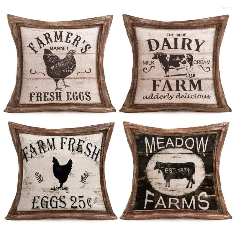 Pillow Retro Cow Pattern Linen Pillowcase Living Room Sofa Cover Home Decoration Fashion Animal Series 40x40