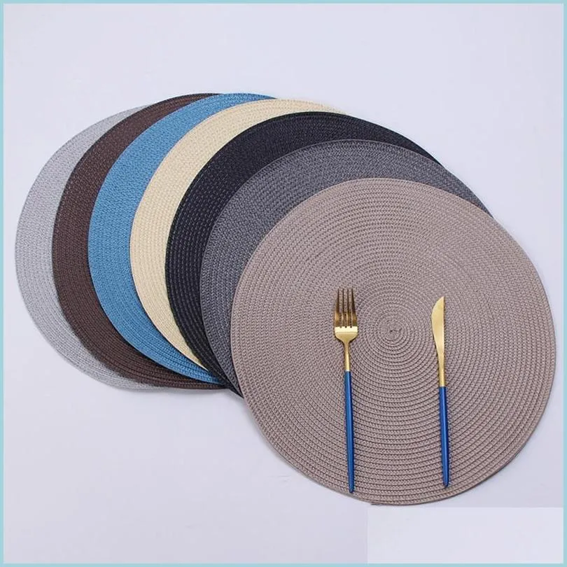 Matten kussens 1 st ronde geweven placemats pp waterdichte eettafel mat niet-slip servet Disc Bowl Drink Cup Coasters keuken de yydhhome dhjvr