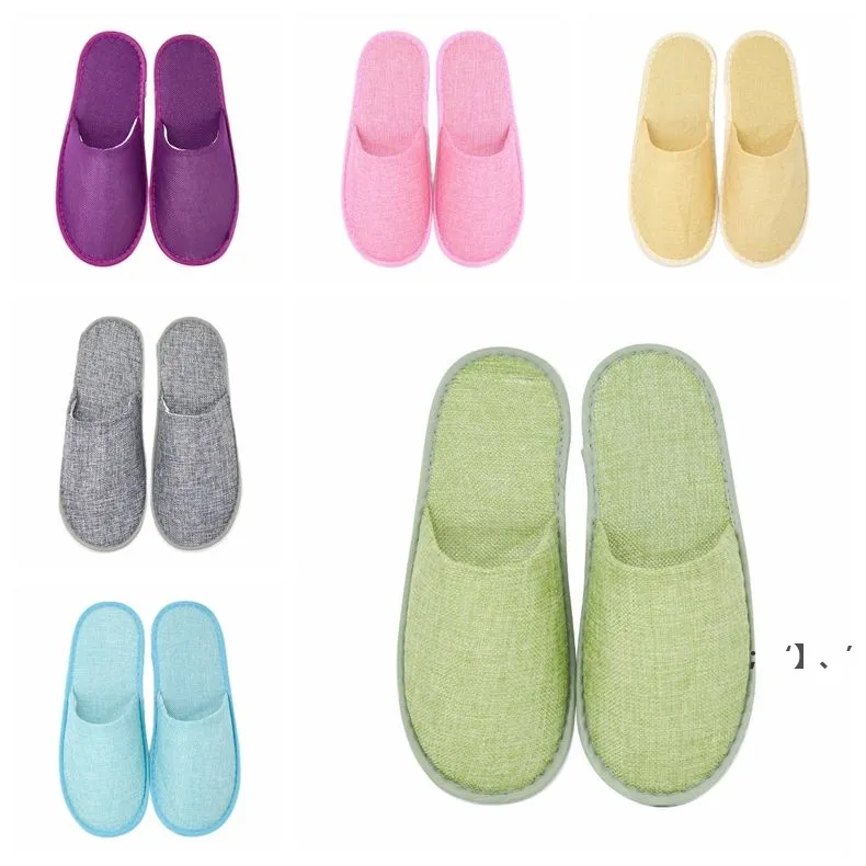 Disposable Slippers Comfortable Breathable SPA Anti-slip Hotel Home Travel Linen Slippers Hospitality Footwear Guest Shoes by sea GCB15670