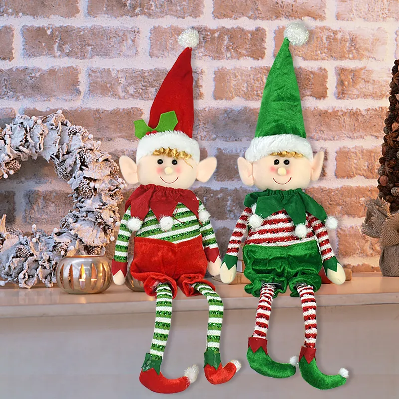 クリスマス ELF Christmas Elf Plush Leg Dolls Red And Green Decorations For