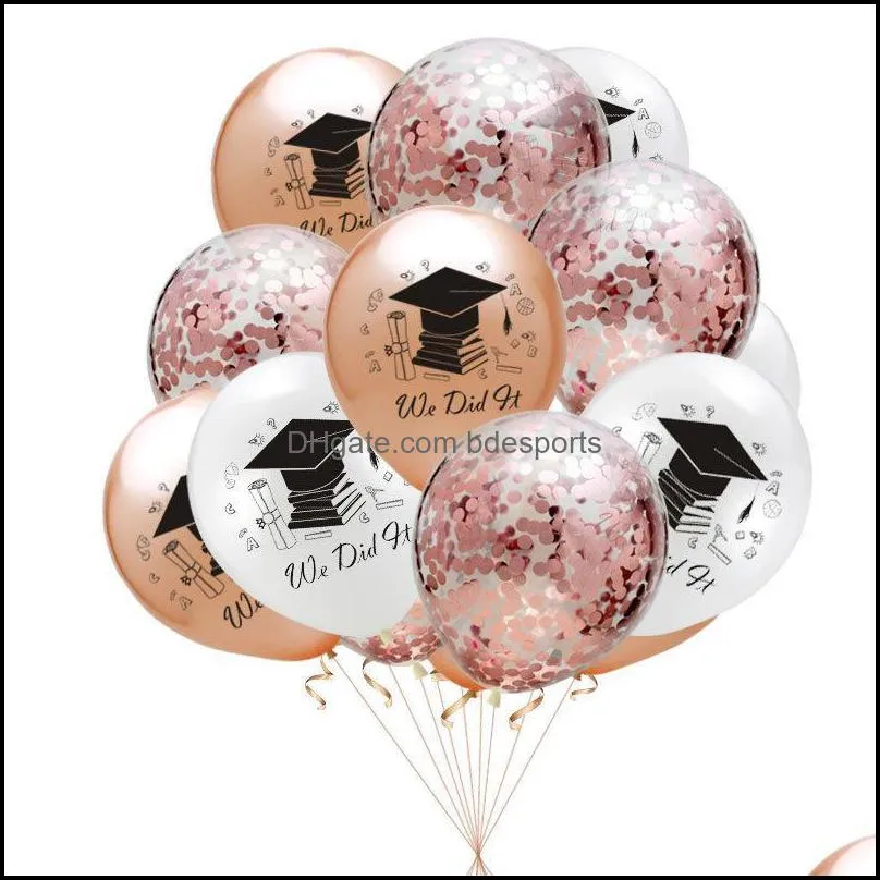 Party Decoration 10Pcs Confetti Bachelor Cap Balloons Graduation Decorations Latex Congratation Graduate Wedding Birthday D Bdesports Dhjeu