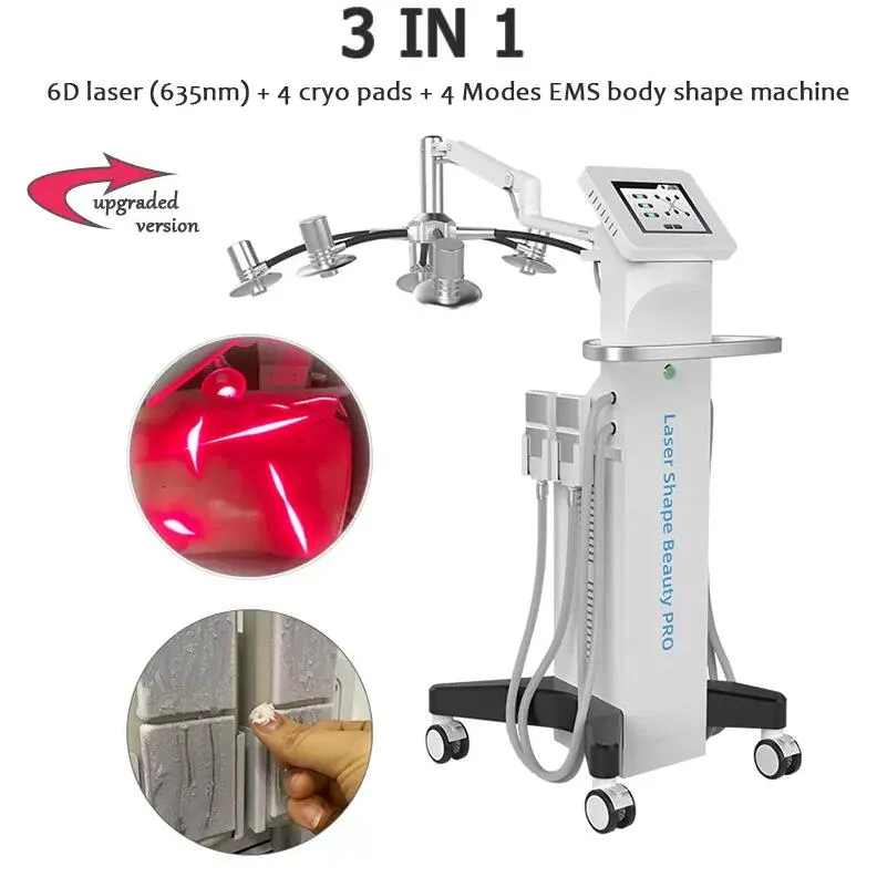 Diode laser lipo 6D à effet direct amincissant lipolaser brûlant les graisses élimination de la cellulite ems cryo gel cavitation forme rajeunissement de la peau serrer l'équipement