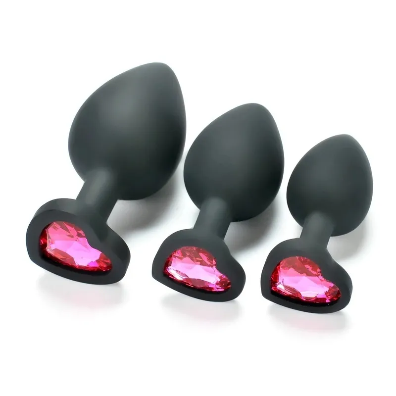 3 pezzi/set metallo butt plug giocattoli del sesso per donne coppie adulti gioco masturbatore anale S/M/L cuore rotondo_voghion.com