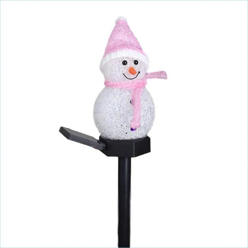 Party Decoration Snowman Light Solar Powered Christmas Flavor Exquisite Workmanship Led Garden For Pathway Drop Delivery 20 Bdesports Dhxdt