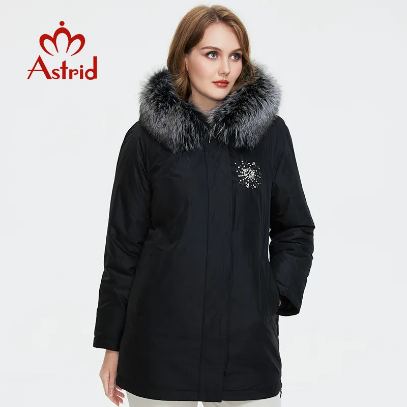 Mulheres s plus size lowear casacats Astrid Winter Jacket feminino Parkas Long Quilted para mulheres roupas quentes roupas de peles naturais com capuz 220922