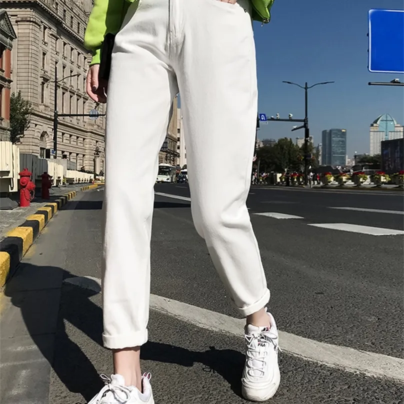 Jeans femminile syiwidii bianco per la vita alta harem mamma primaverile nero streetwear pantaloni beige blu 220922