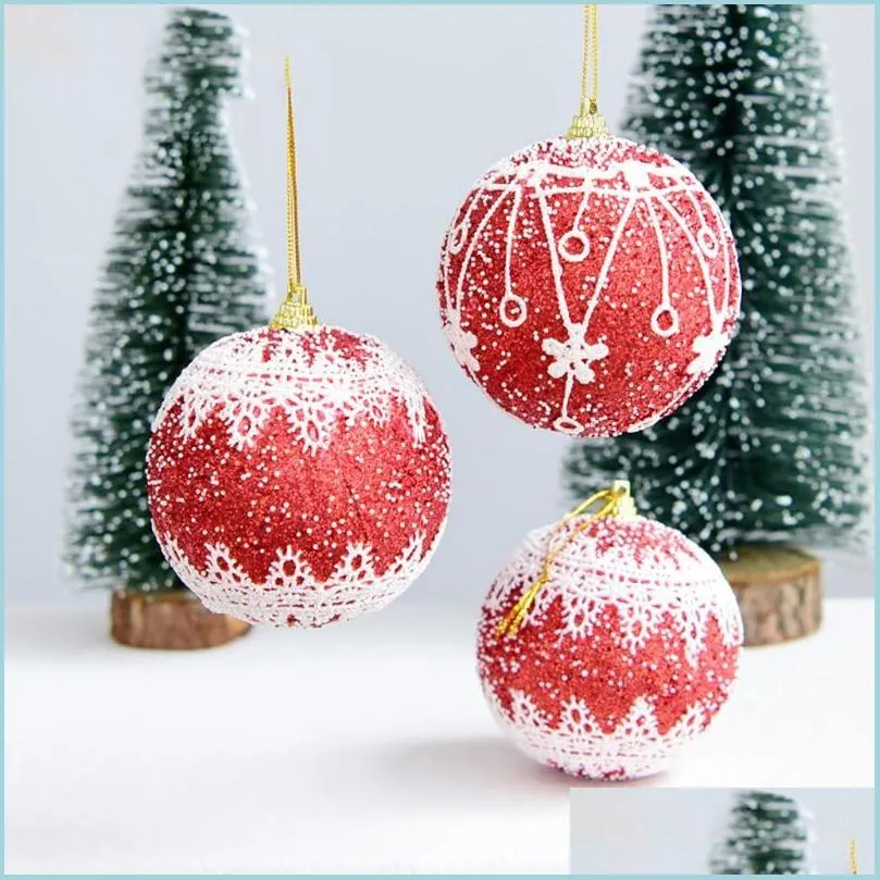 Decora￧￣o de festa Ornamentos de bola de Natal para decora￧￣o de ￡rvores Holida de Natal 7.5cm 3pc Home Santa Clause Merry 2021 Drop Deliver