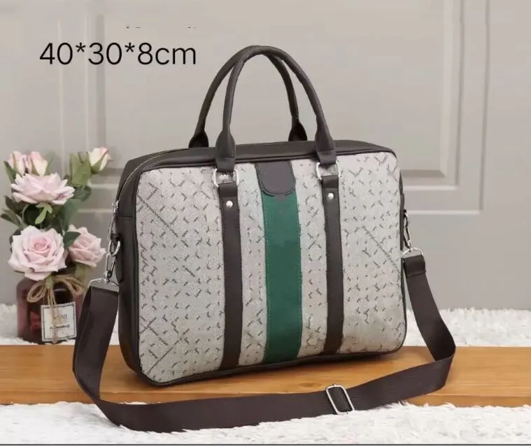 Luxury Briefcase for Men Women Business Travel Laptop Handbag Plaid Leather Fashion Classic Messenger Bag Male Satchels