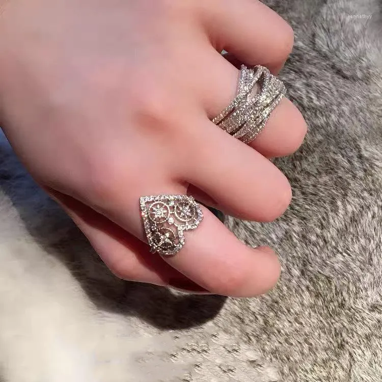 Klaster pierścieni vintage vintage palec palec cz biały złoto impreza ślubna dla kobiet nośna obietnica urodzinowa prezent biżuterii